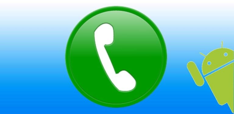 Descriptive & Instructional (Best for Technical Guides) "A tutorial graphic for the Samsung Call APK, featuring a large green glossy phone icon and a partial Android mascot against a blue gradient background."