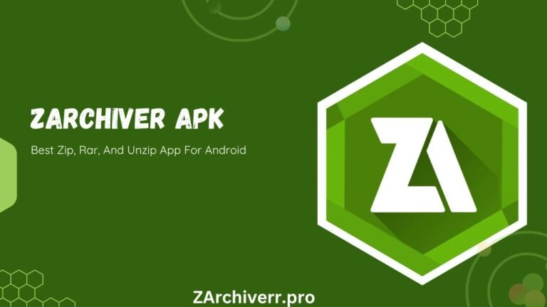 A promotional banner for the [Zarchiver APK Download] featuring the app's logo and its description as the best zip, rar, and unzip app for Android.
