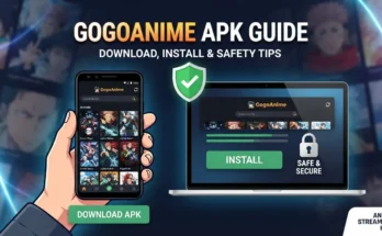 GogoAnime APK guide banner showing Android app, installation, download, and safety tips for anime streaming users.
